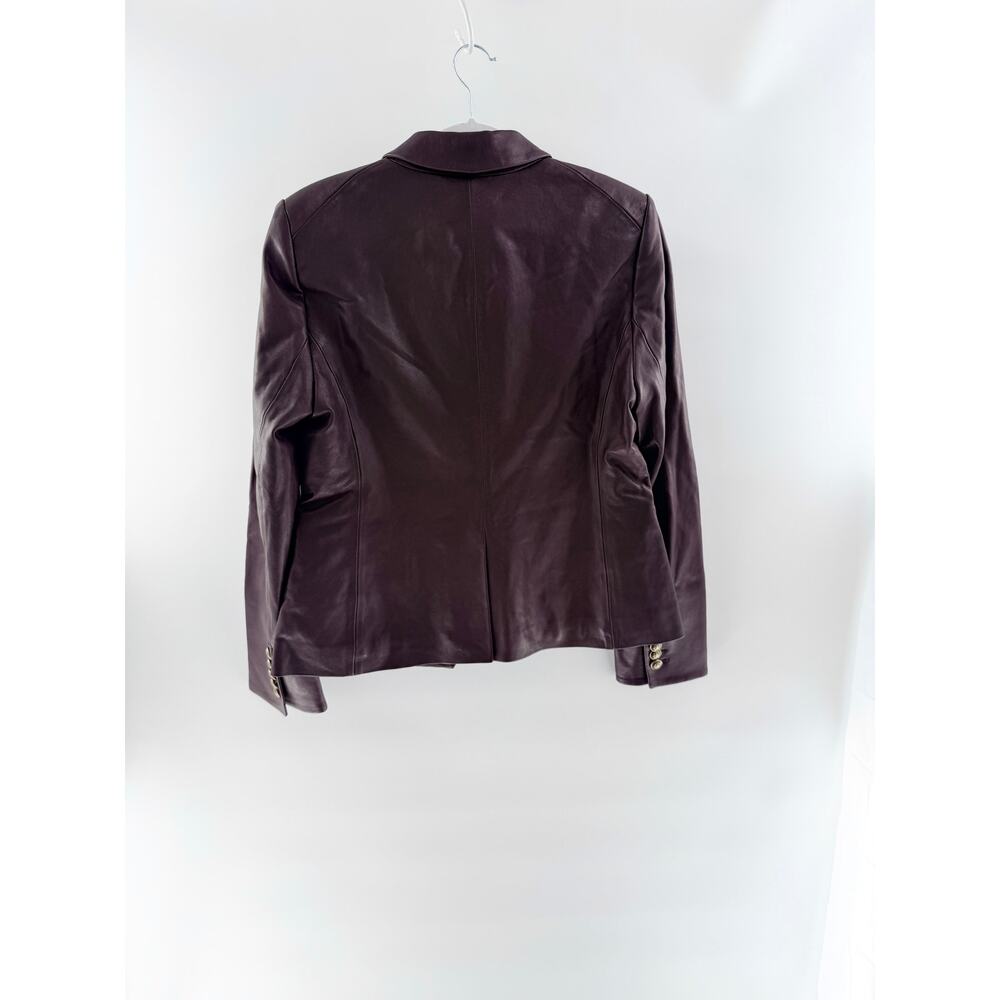 NWT Veronica Beard Gail Dickey Double-Breasted Leather Jacket Oxblood Women's 10 - Picture 4 of 9